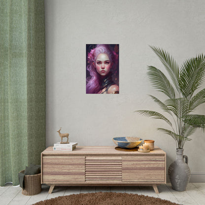 Astonishing Female Portrait with Pink Hair: Dre Artwork - Poster