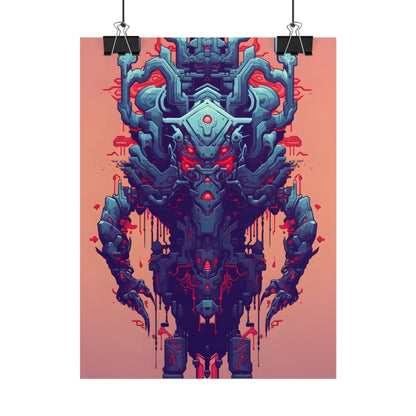 Neon Pixel Pets: Cyberpunk Synthwave Digital Art - Poster