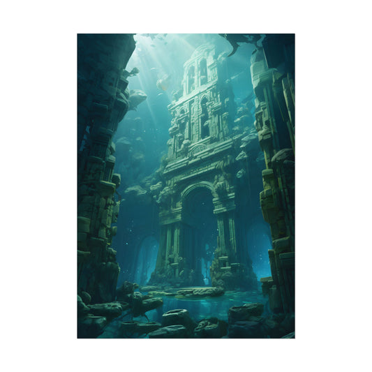 Lost Underwater City: Ancient Oceanic Ruins Artwork - Poster