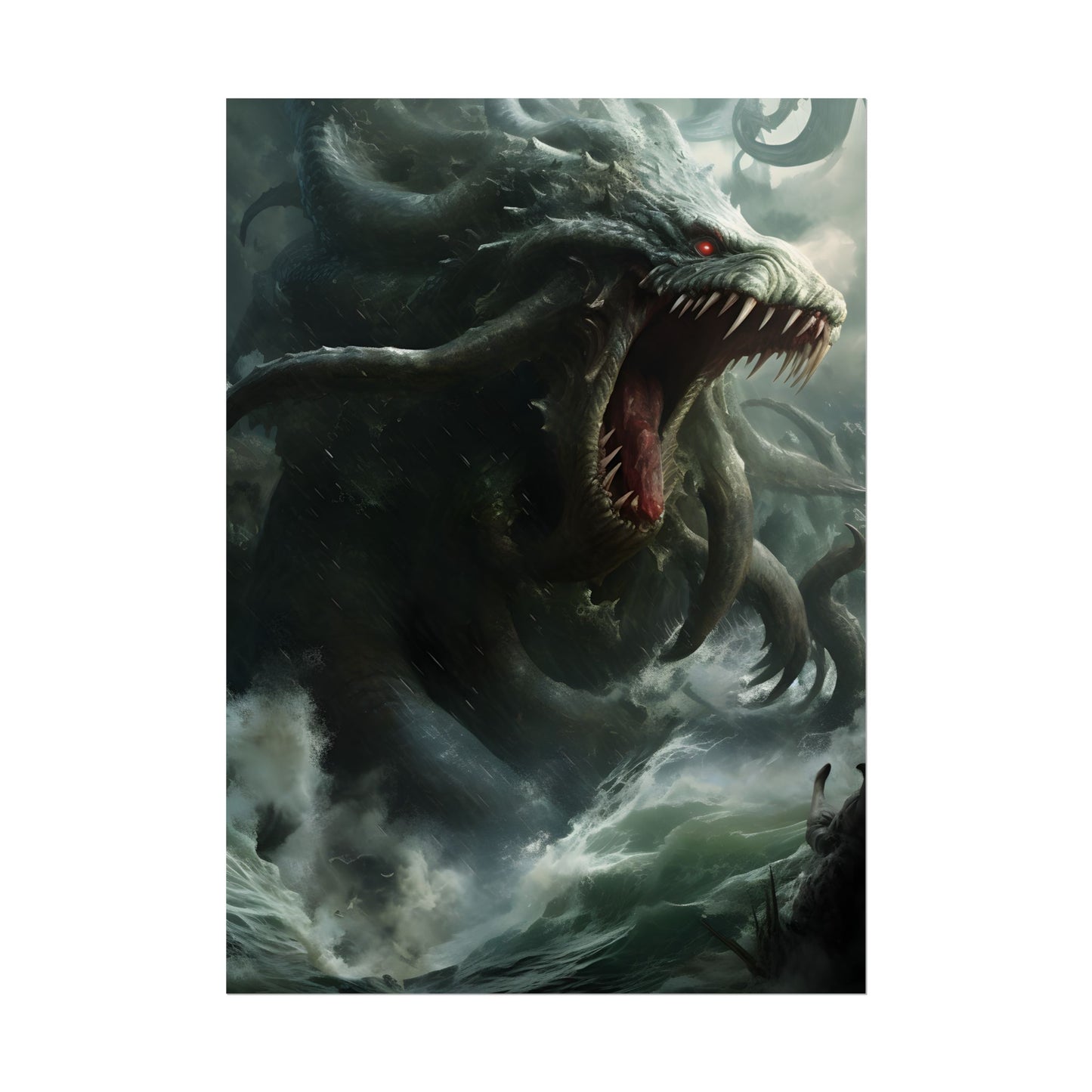 Mythic Ocean Terror: Ancient Sea Monster with Six Tentacles - Poster