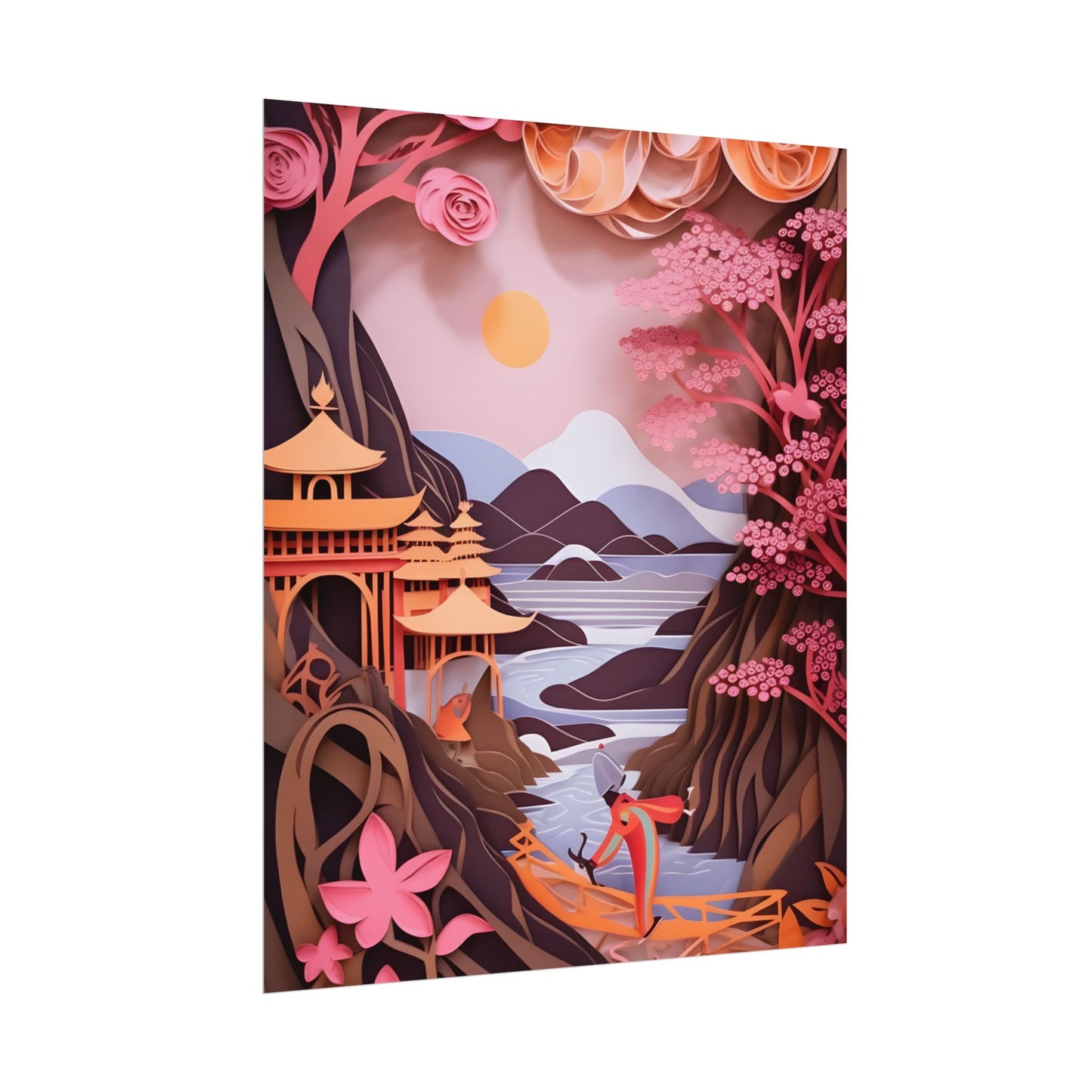Japanese Vibrance: Eye-Catching Paper Quilled Landscape Art - Poster