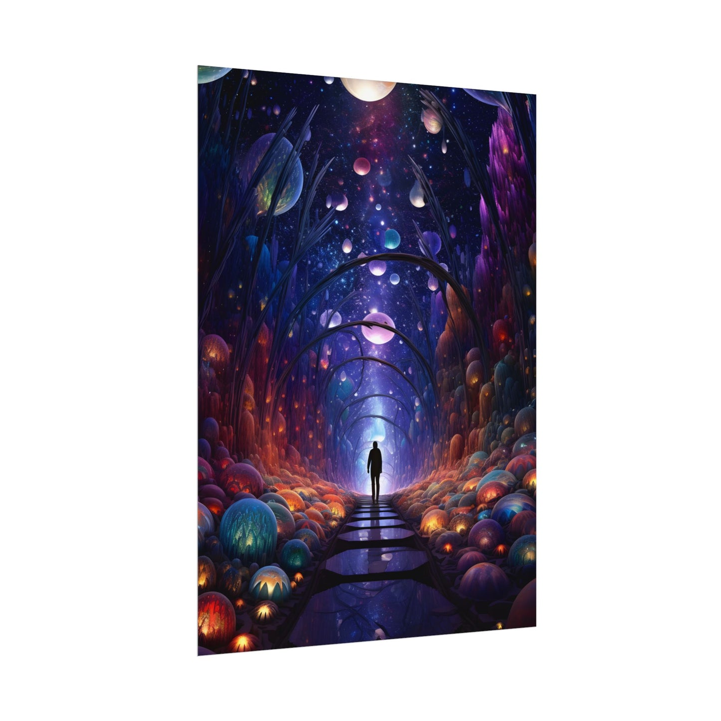 Celestial Art Gallery: Indoor Space with Starry Canvas - Poster