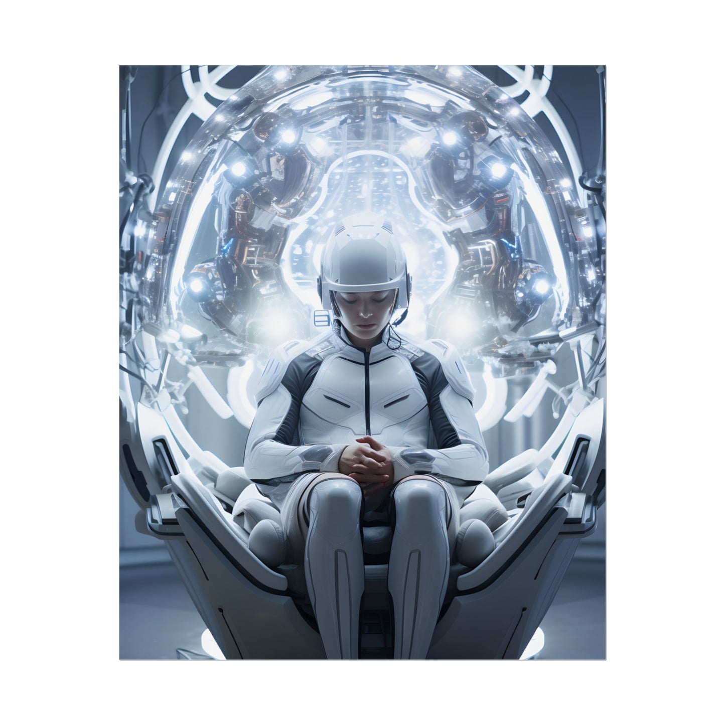 Elderly Man in a Complex Web: Medical Experiment Artwork - Poster