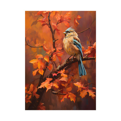 Vibrant Oak Branch: Colorful Oil Painting Artwork - Poster