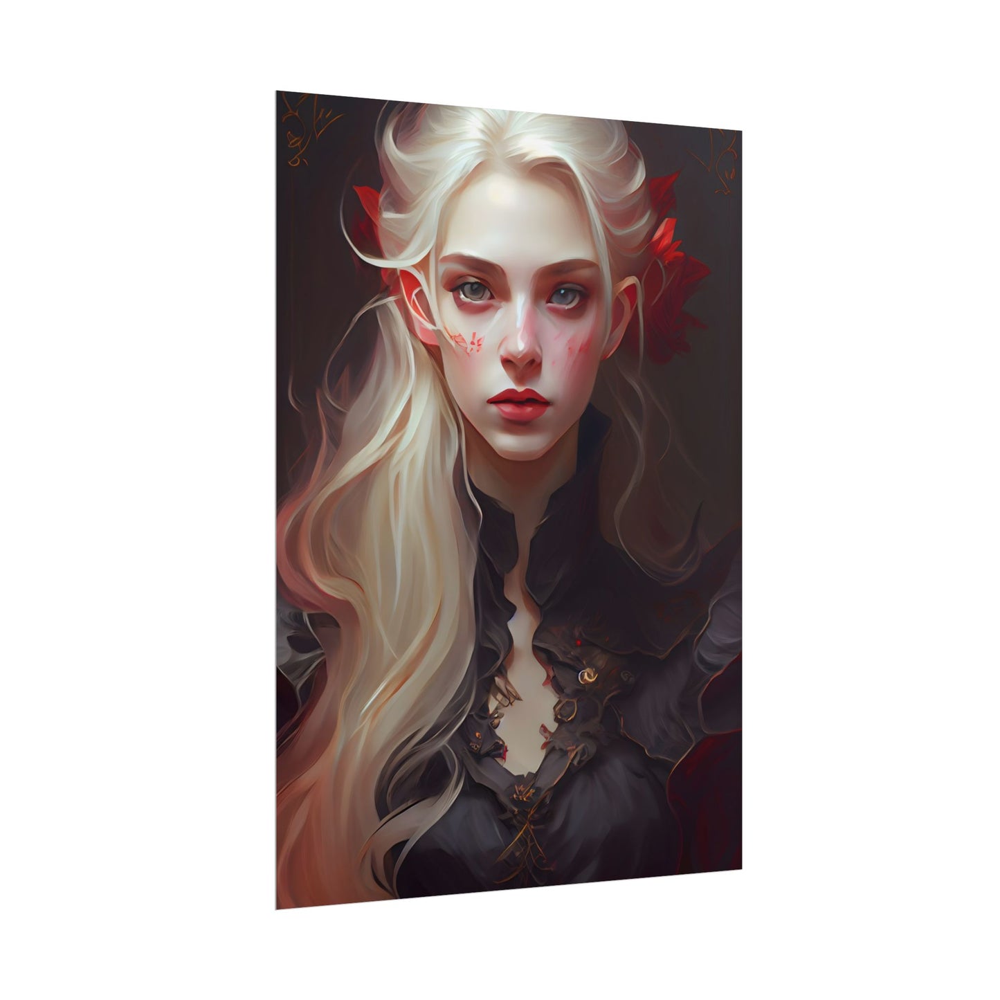 Beautiful Blonde Portrait: A Stunning Female in Black Top - Poster