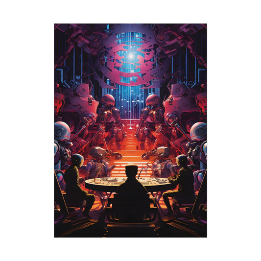 Futuristic Robot Orchestra: Energetic Live Performance Art - Poster