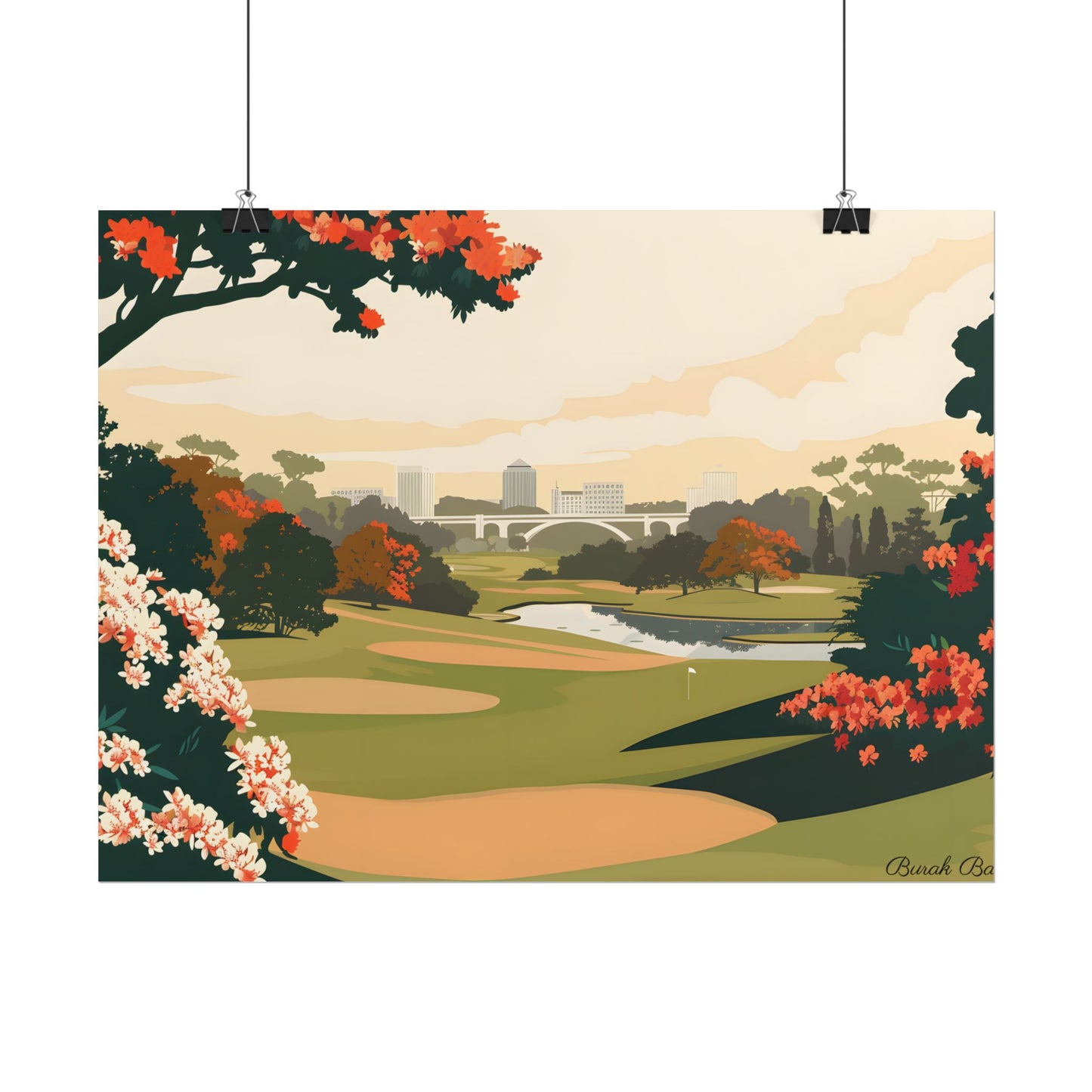 Retro Golf Illustration: Classic Course Art - Poster