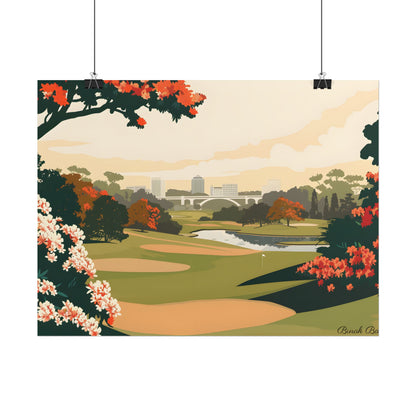 Retro Golf Illustration: Classic Course Art - Poster