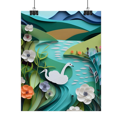 Vibrant Paper Quilling Island: A Beautiful Tropical Landscape - Poster