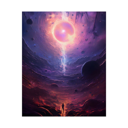 Black Hole Cosmic Odyssey: Dark Planet in Space Art - Poster