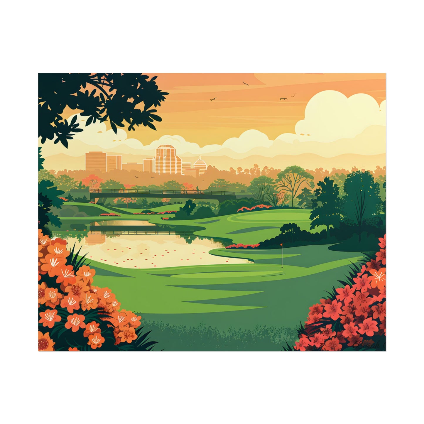 Retro Golf Illustration: Augusta National Georgia - Poster