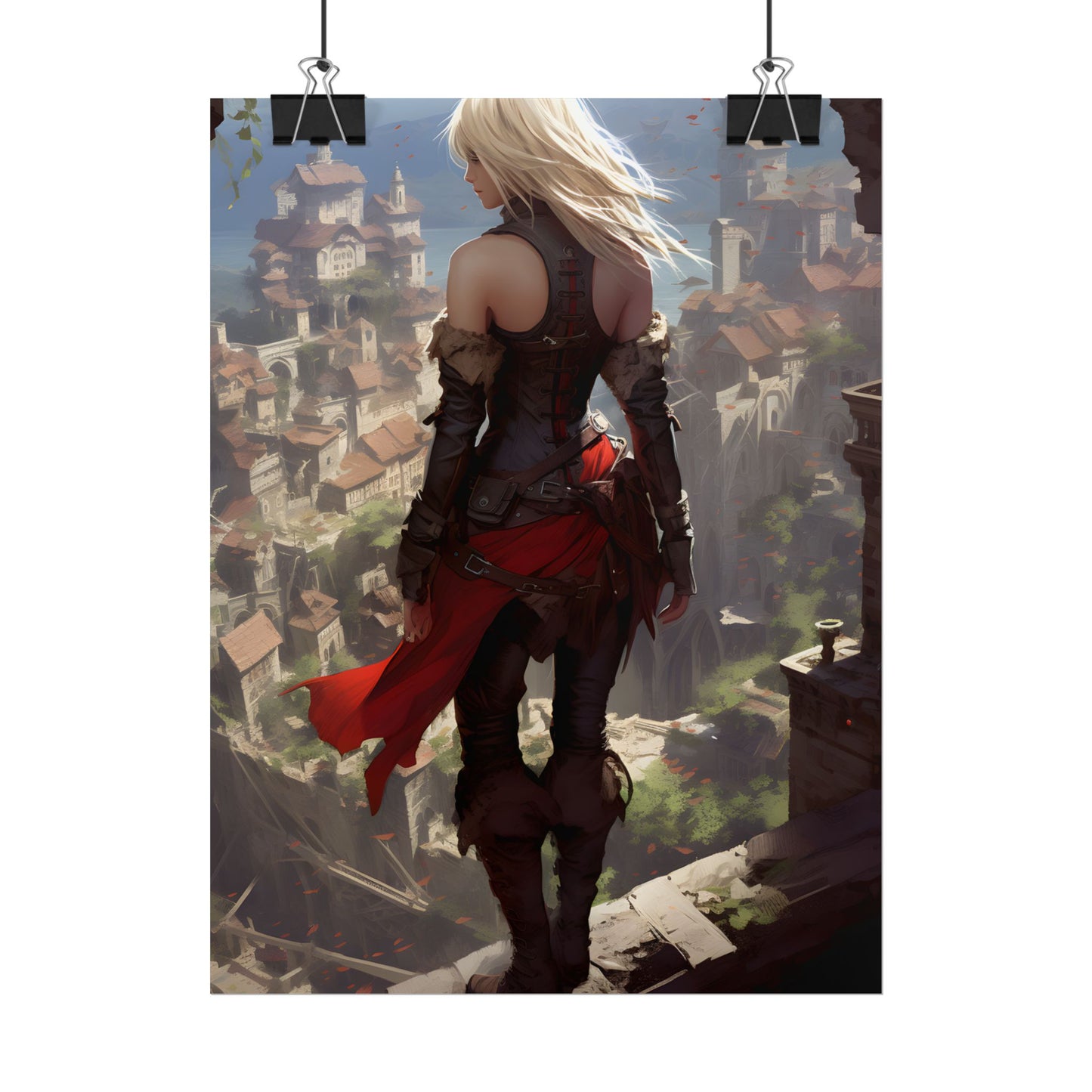 Blonde Anime Bloom: Calming Outdoor Artwork - Poster