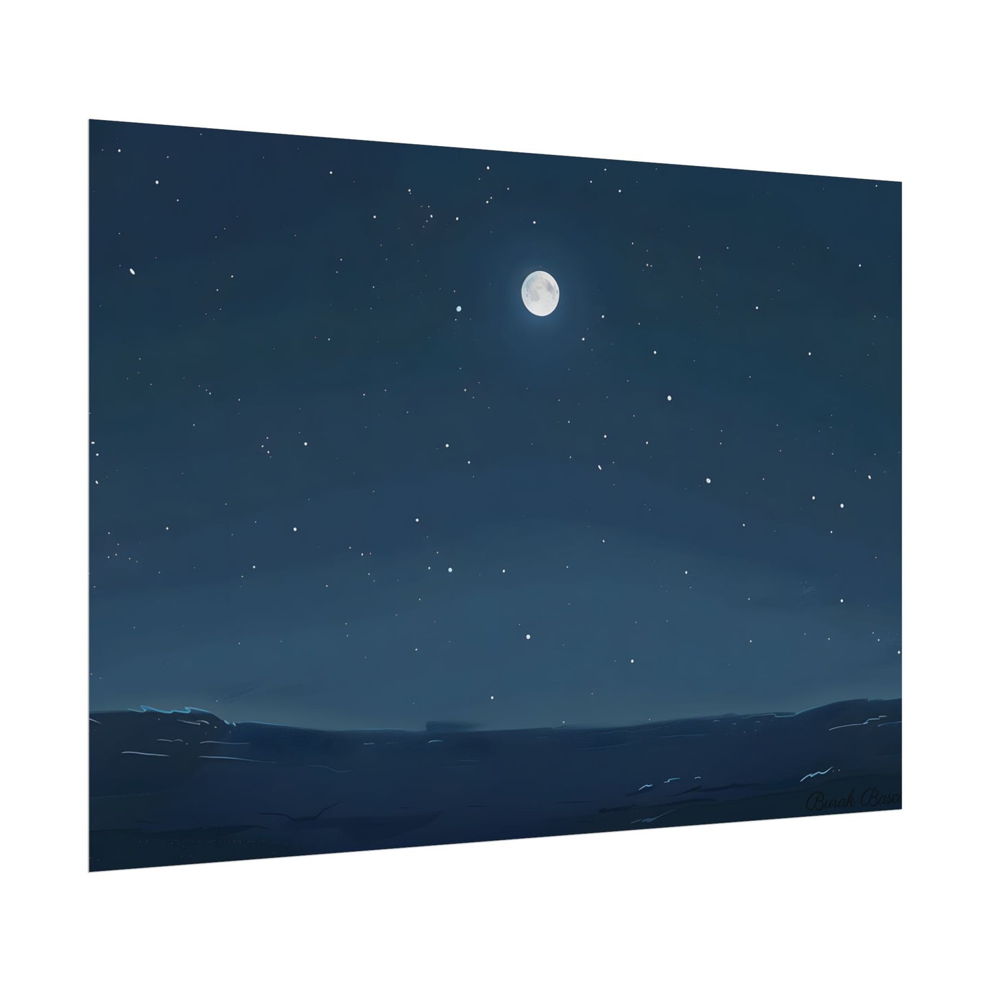 Starry Night Sky: Minimalist Beauty in Blue - Poster