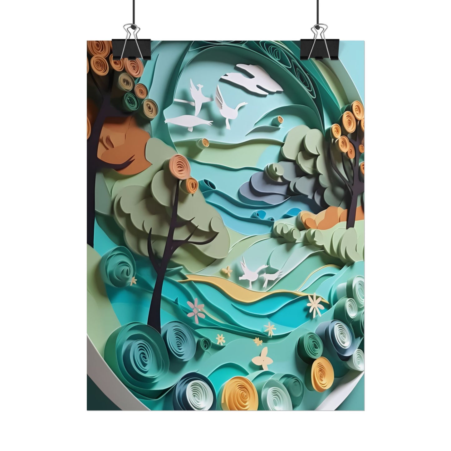 Eye-Catching Beach Landscape: Paper Quilling Art - Poster