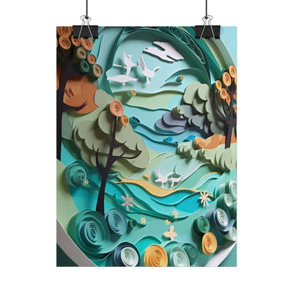 Eye-Catching Beach Landscape: Paper Quilling Art - Poster