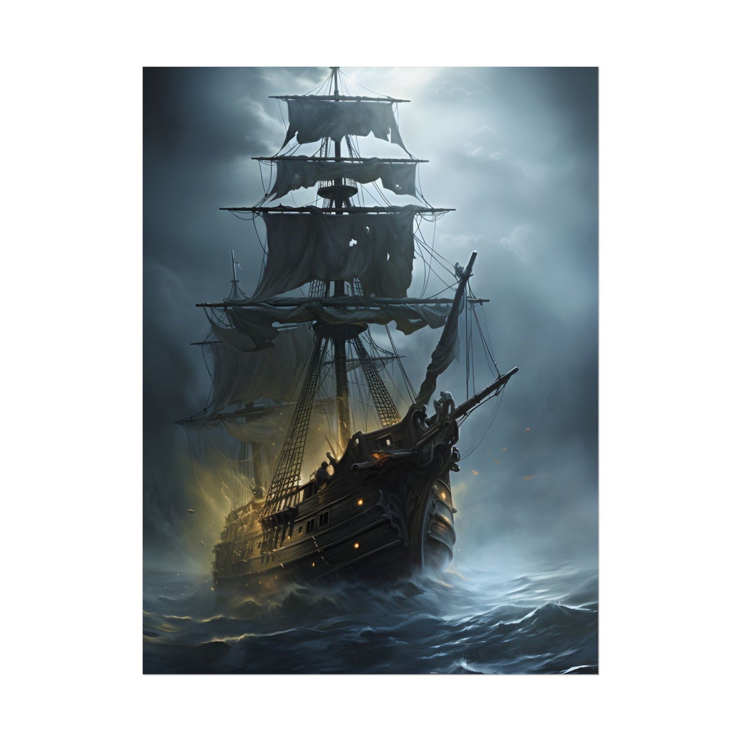 Ghostly Pirate Voyage: Historic Sea Travel Digital Art - Poster