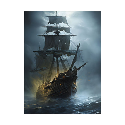 Ghostly Pirate Voyage: Historic Sea Travel Digital Art - Poster