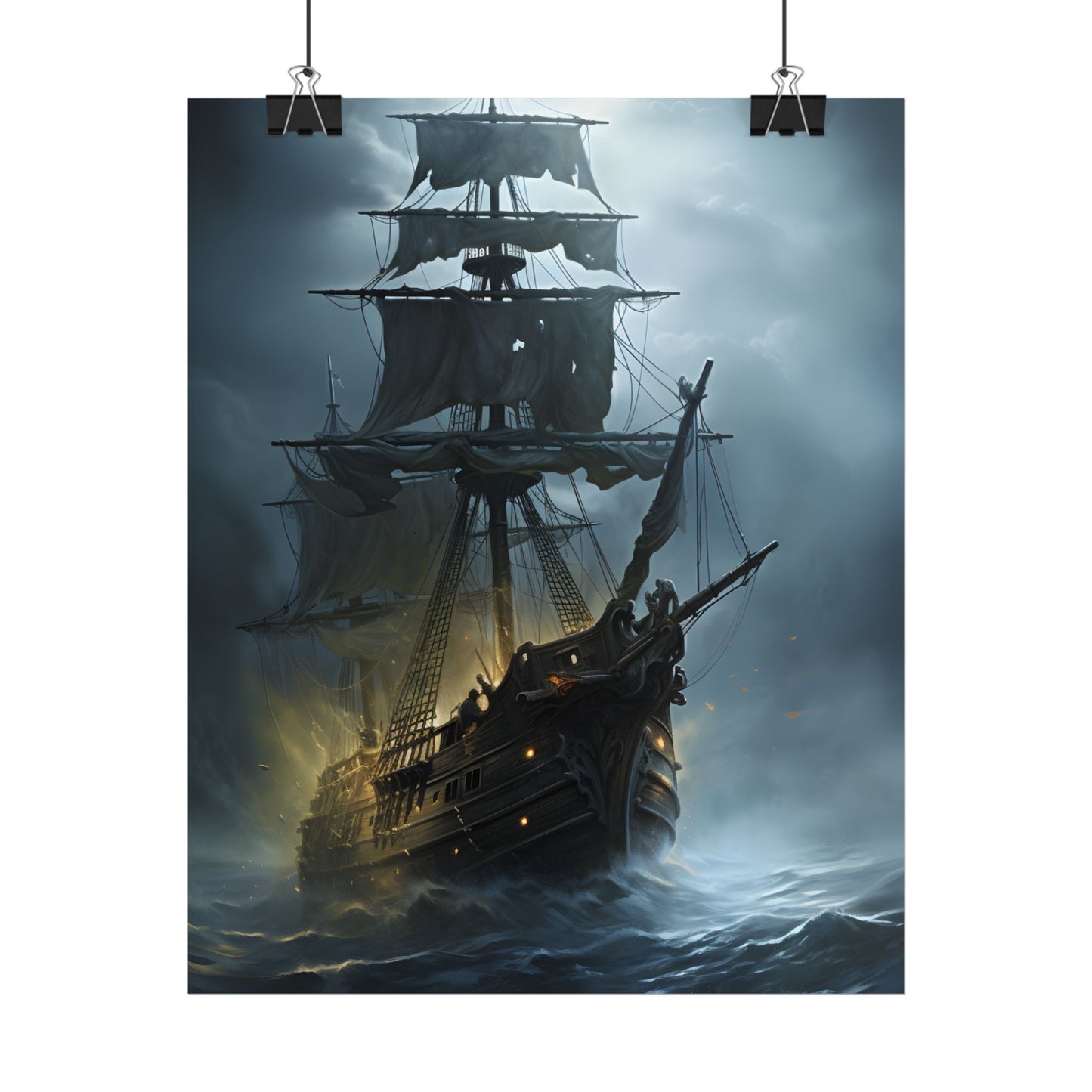 Ghostly Pirate Voyage: Historic Sea Travel Digital Art - Poster