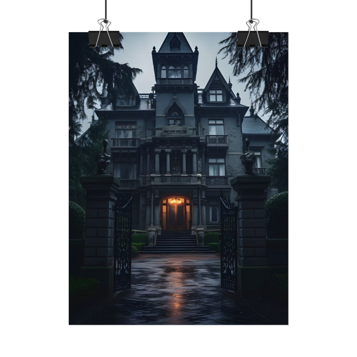 Haunted Victorian Mansion: Spooky Atmosphere Artwork - Poster