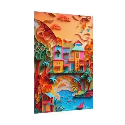 Eye-Catching Beach Paper Quilling: Quilled Landscape Artwork - Poster