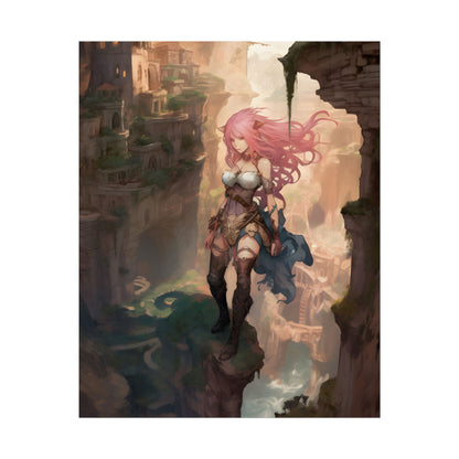 Dramatic Birds Eye View: Anime-Style Bird in Flight - Poster