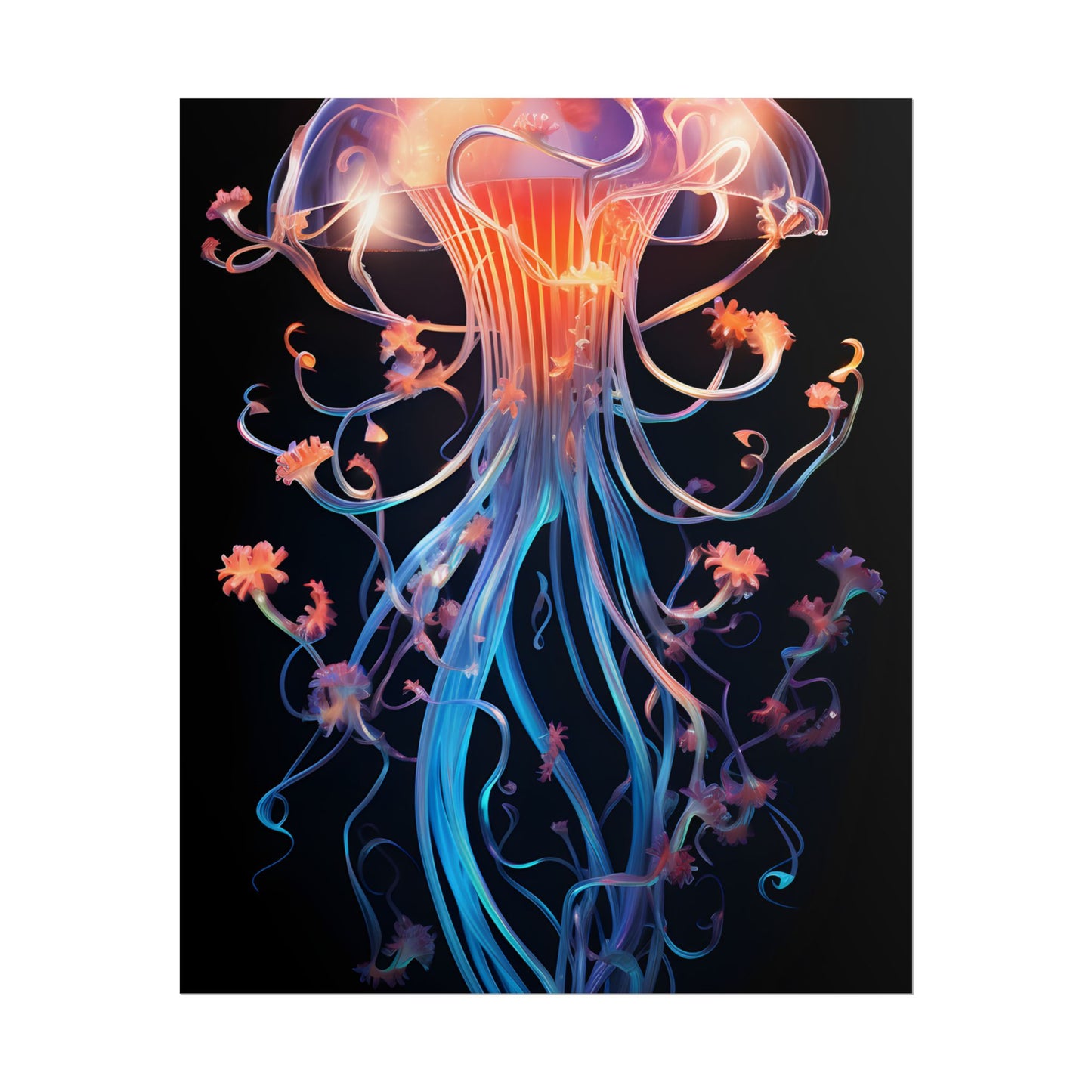 Bioluminescent Oceanic Ballet: Elegantly Poised Dancer in Underwater Performance - Poster