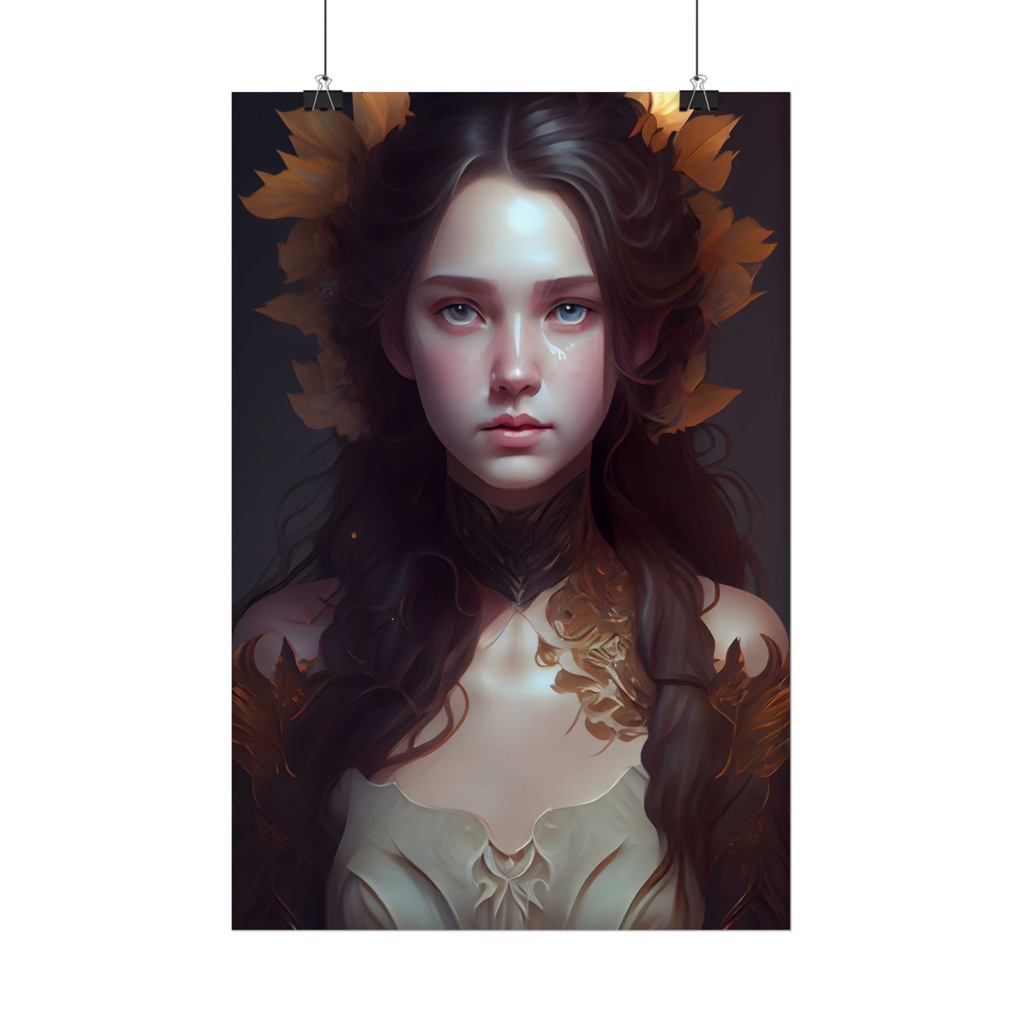 Brown Hair Female Portrait: Artistic Style Digital Art - Poster