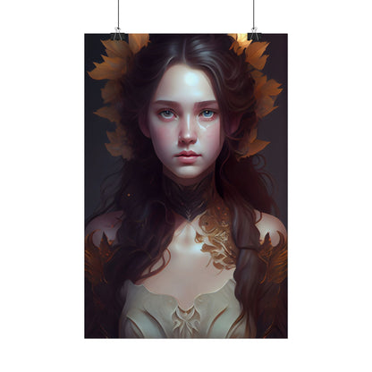 Brown Hair Female Portrait: Artistic Style Digital Art - Poster