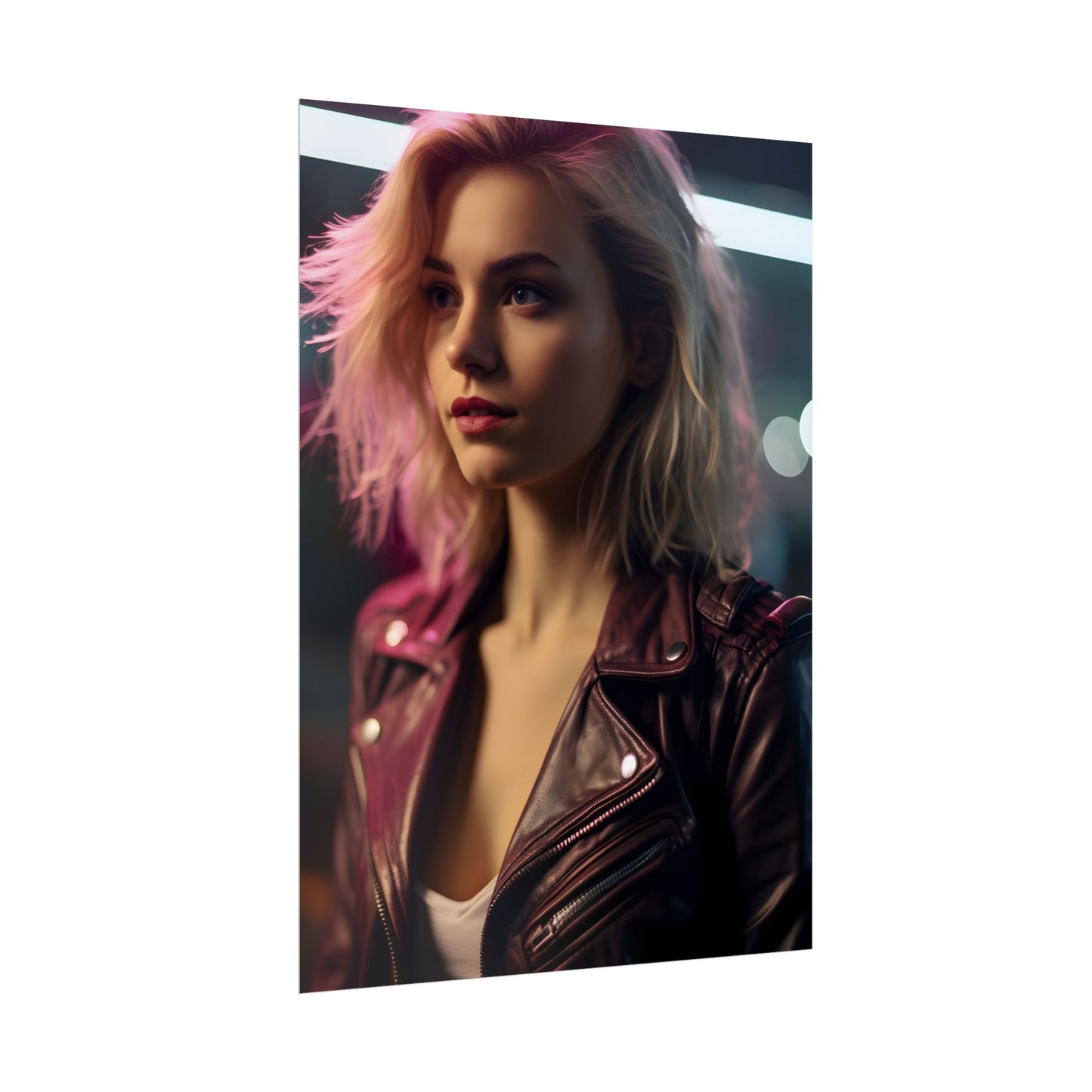 Cyberpunk Teen Close-Up: Digital Artwork - Poster