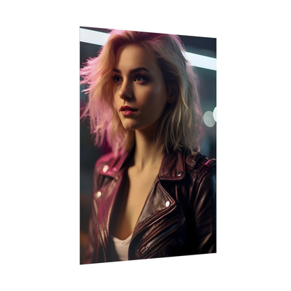 Cyberpunk Teen Close-Up: Digital Artwork - Poster