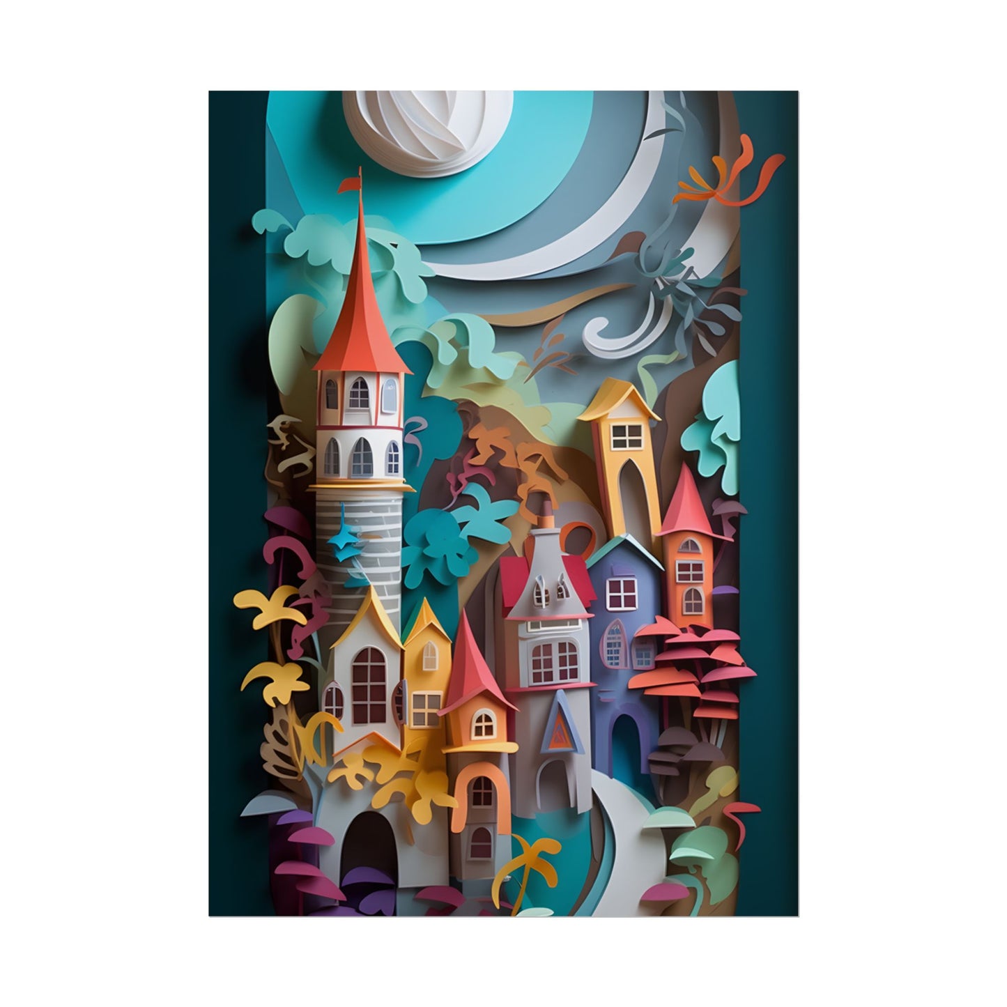 Eye-Catching European Landscape: Paper Quilling Artwork - Poster