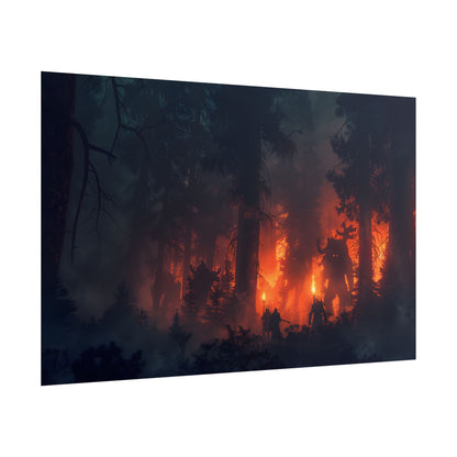 Misty Sunset Gathering: A Group in Nature's Embrace - Poster