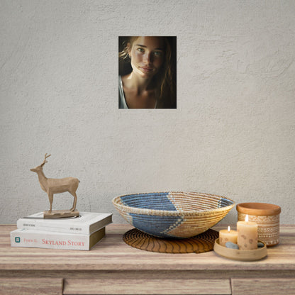Grinning Woman: Close-Up Portrait with Joyful Expression - Poster