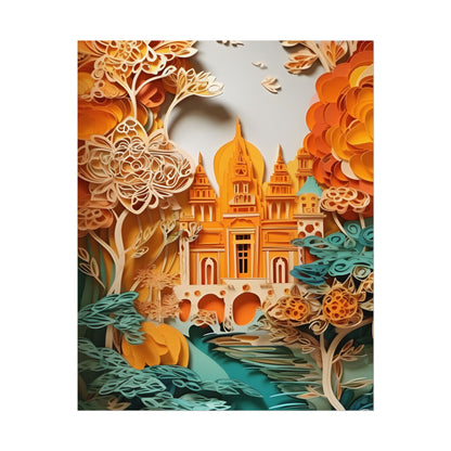 Colorful Indian Paper Quilling Art: Beautiful Landscape - Poster