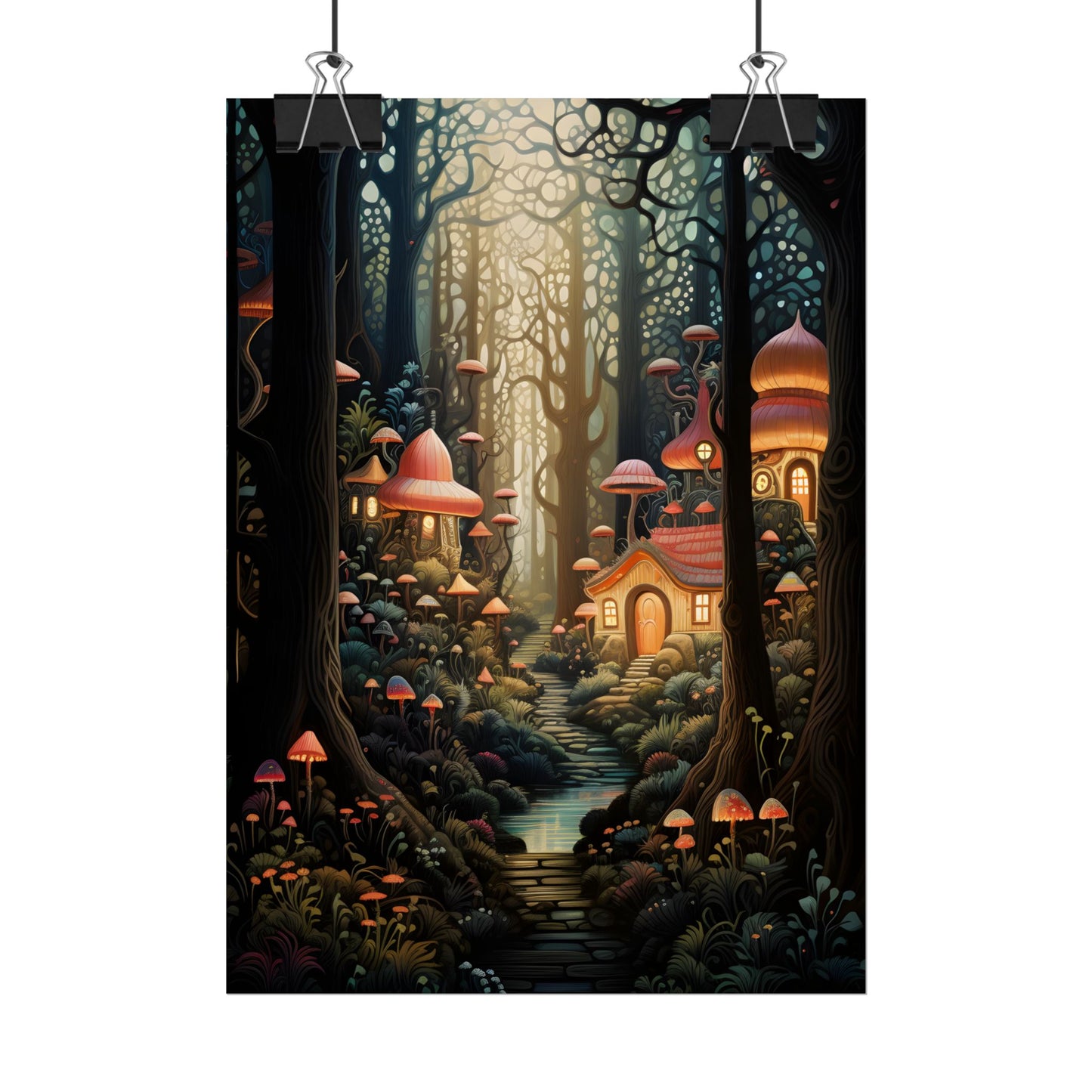 Whimsical Enchanted Forest: Illustrative Artwork - Poster