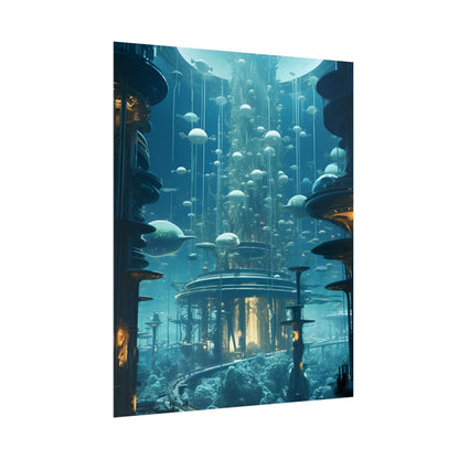 Underwater City of Tomorrow: Futuristic Urban Landscape Art - Poster