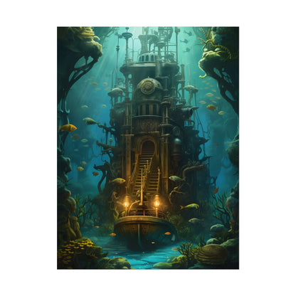 Steampunk Undersea Odyssey: A Journey on the Nautilus - Poster