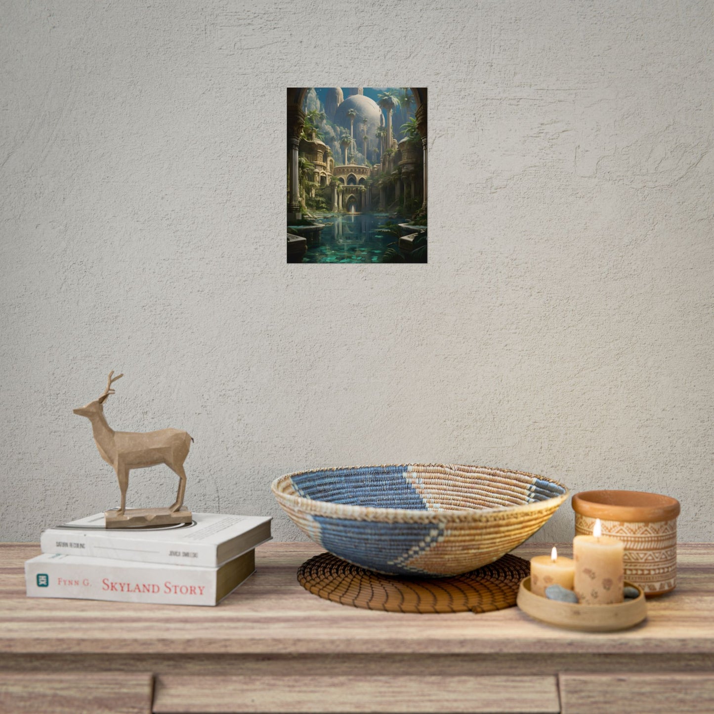 Majestic Desert Oasis: Arabian Nights-Inspired Bird's Eye View - Poster