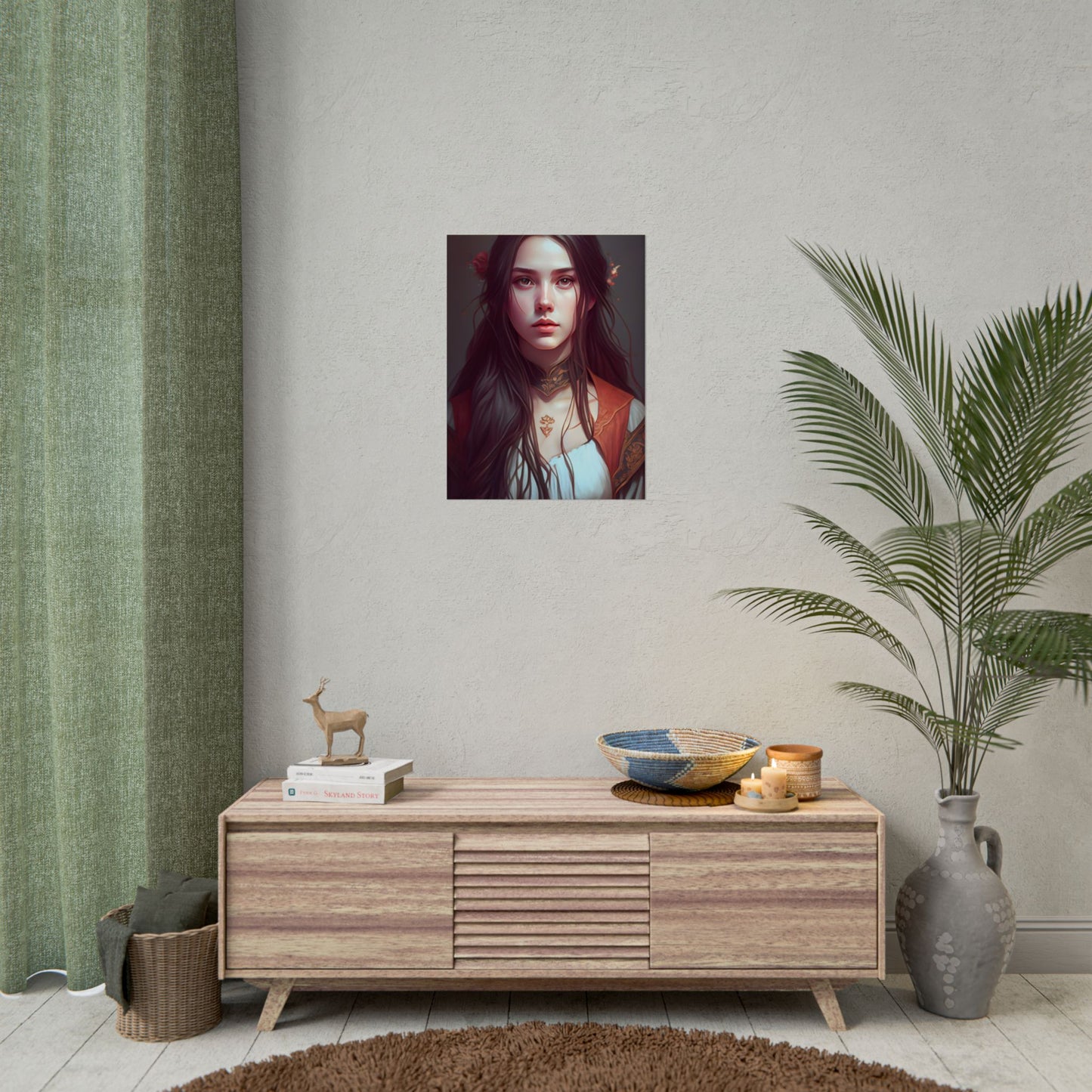 Sophisticated Female Portrait: Brown Hair Artwork in Focus - Poster