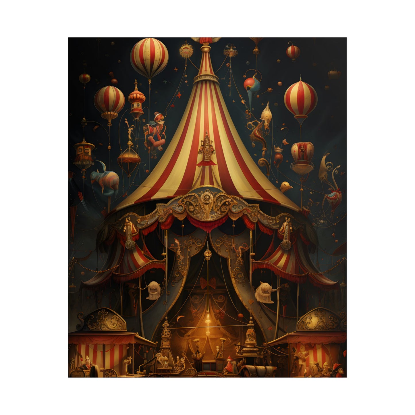 Whimsical Clockwork Circus: Fantastical Art with Vibrant Details - Poster