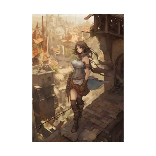 Anime Landscape Serenity: Peaceful Tree Scene Artwork - Poster