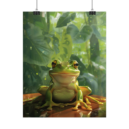Whimsical Frog Oasis: A Peaceful Lily Pad Scene - Poster