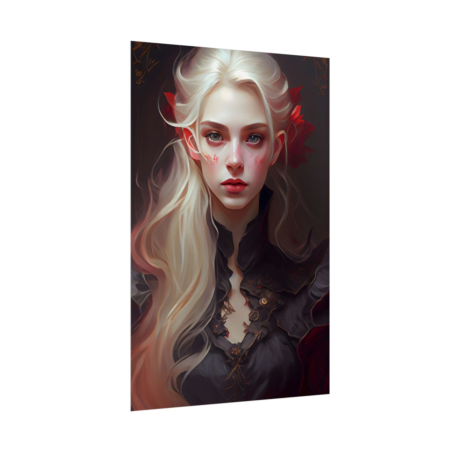 Beautiful Blonde Portrait: A Stunning Female in Black Top - Poster