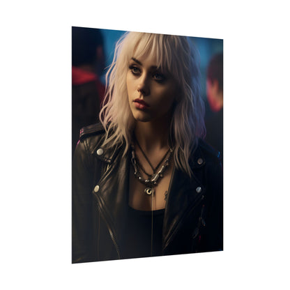 Cyberpunk Blonde Woman: Fashionable Portrait in Close-Up - Poster