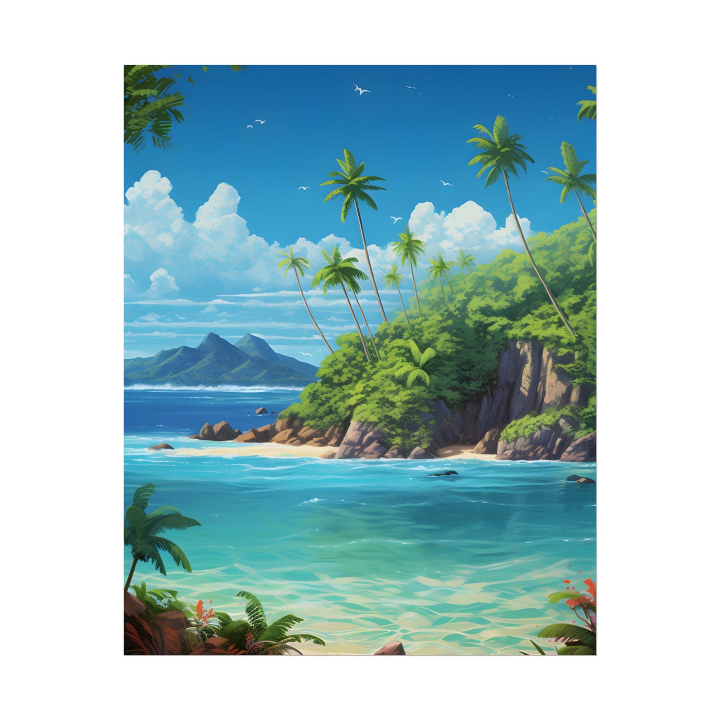 Tranquil Tropical Paradise: Calming Island Scene Art - Poster