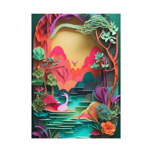 Vibrant Indian Landscape: Colorful Paper Quilling Artwork - Poster