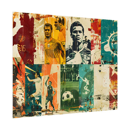 Vintage Soccer Posters: Retro Sports Art Collage - Poster