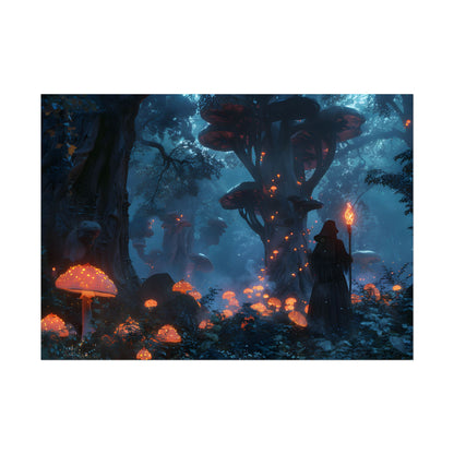 Mystical Forest Encounter: Vibrant Witch Artwork - Poster