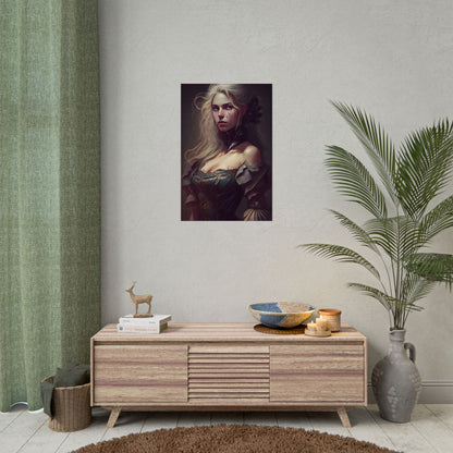 Blonde Female Portrait in a Dress: Stunning Artwork - Poster