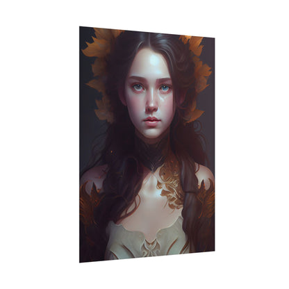 Brown Hair Female Portrait: Artistic Style Digital Art - Poster